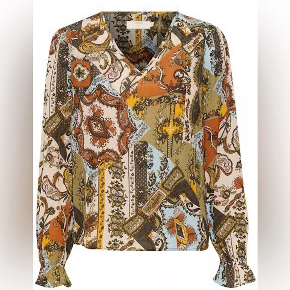 CREAM CRMELODY
PRINTED V-NECK BLOUSE Multicolor Patchwork Blouse